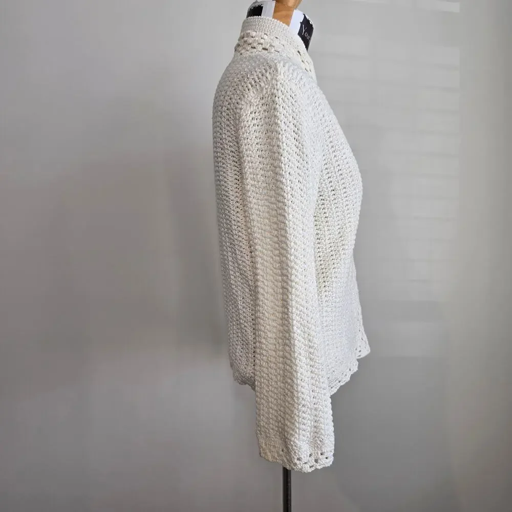 Ann Taylor Ivory Lace Crochet Sweater Cardigan Sz MP (710) - Picture 5 of 14